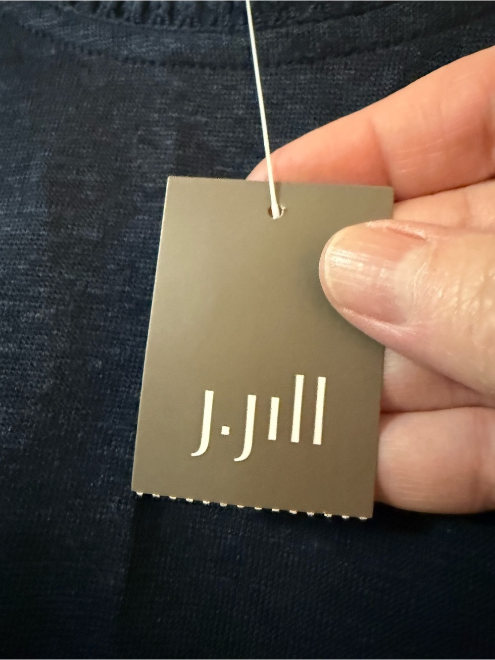 J. Jill Love Linen Navy Blue Crew Neck Top Shirt Decorative Trim NWT Size XL - Picture 7 of 9